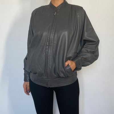 Gray Bomber leather jacket