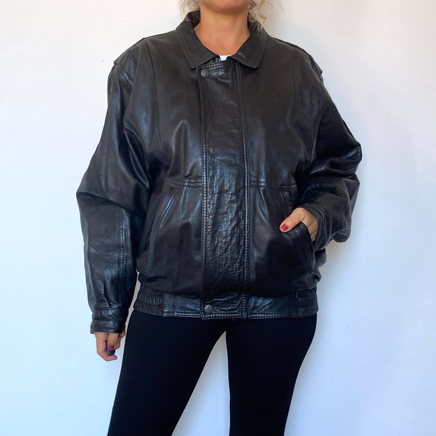 Black Bomber leather jacket