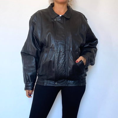 Black Bomber leather jacket