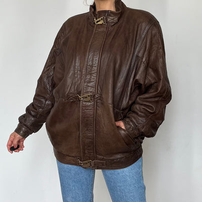 Vintage leather Bomber jacket