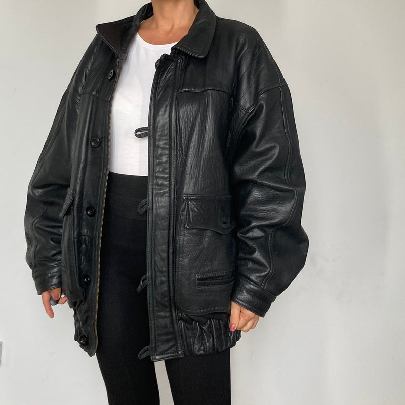 Black Bomber leather jacket