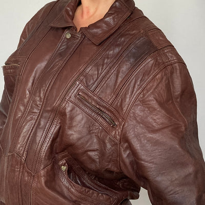 Brown Bomber leather jacket