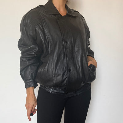 Black Bomber leather jacket