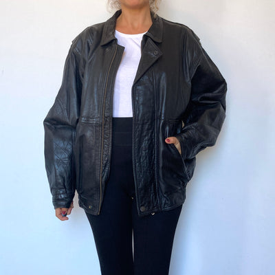 Black Bomber leather jacket