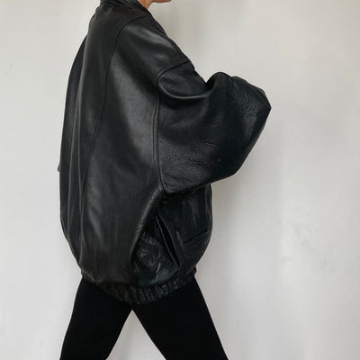 Black Bomber leather jacket