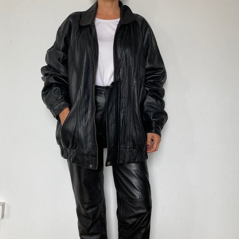 Black Bomber leather jacket