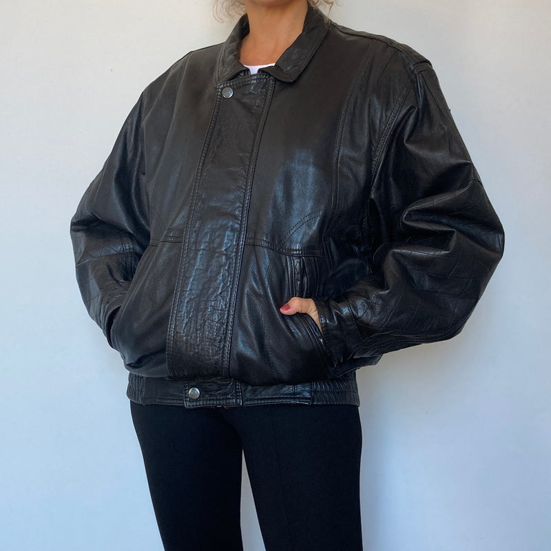 Black Bomber leather jacket