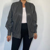 Gray Bomber leather jacket