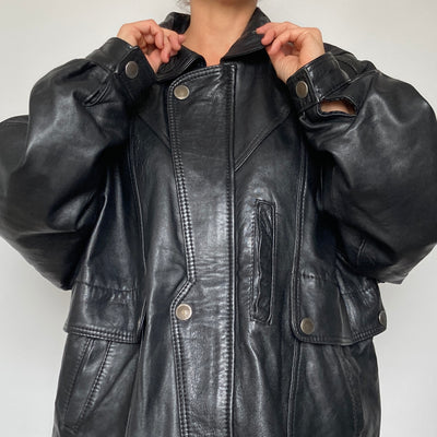 Parka leather jacket