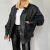 Bomber sherpa leather jacket