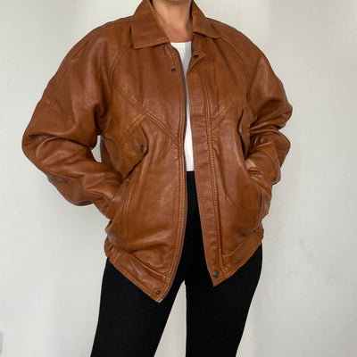 Brown Bomber leather jacket