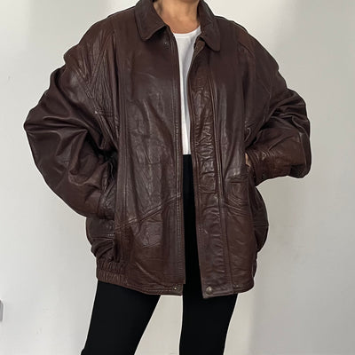 Brown Bomber leather jacket