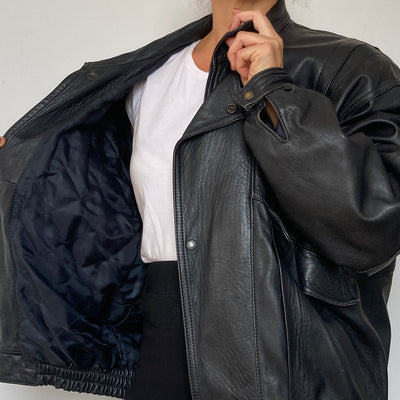 Black Bomber leather jacket