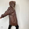 Leather parka with hood