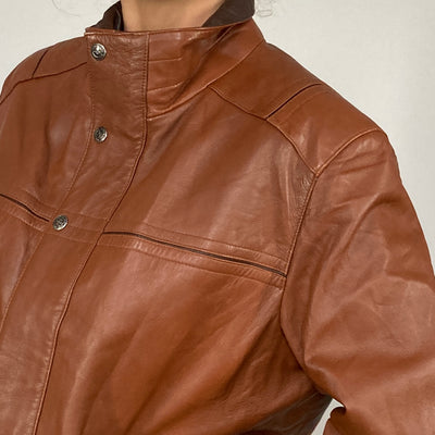 Brown Bomber leather jacket