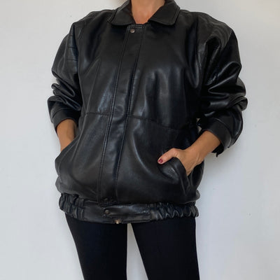 Black Bomber leather jacket