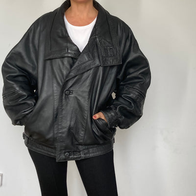 Black Bomber leather jacket