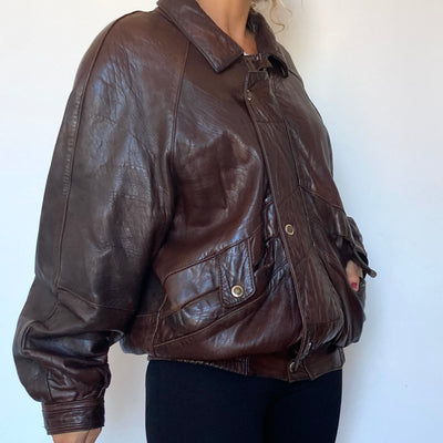 Dark brown Bomber leather jacket