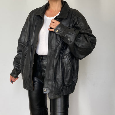 Black Bomber leather jacket