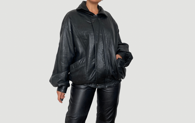 Black Bomber leather jacket