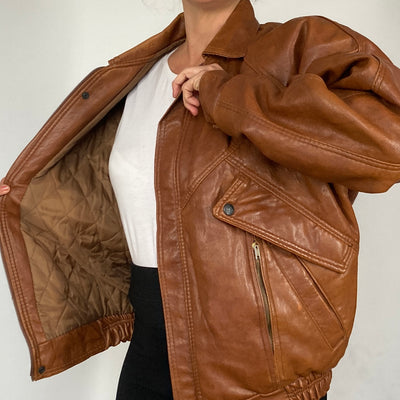 Brown Bomber leather jacket