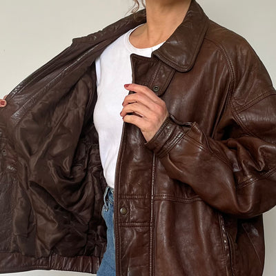 Vintage leather Bomber jacket