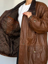 Brown Parka leather jacket