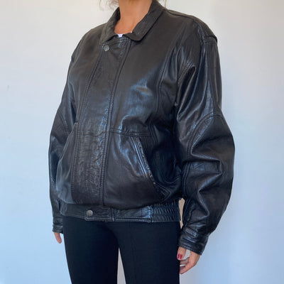 Black Bomber leather jacket