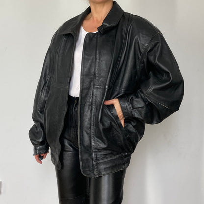 Black Bomber leather jacket