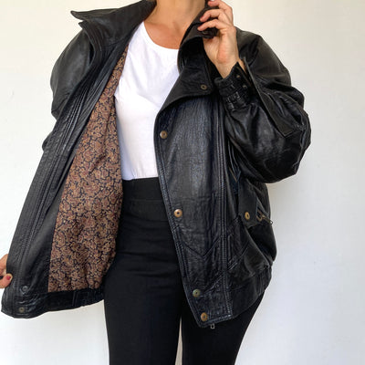 Black Bomber leather jacket