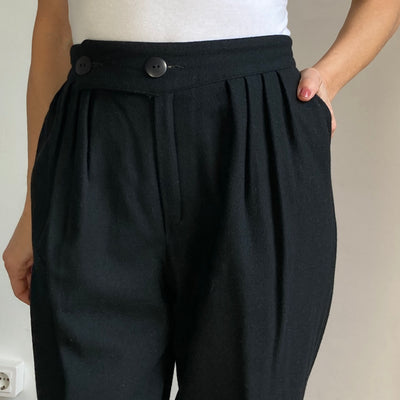 Black wool trousers