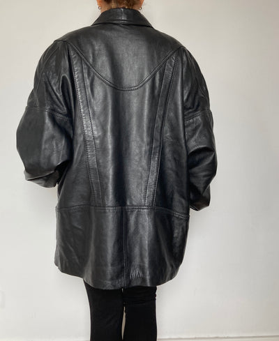 Parka leather jacket