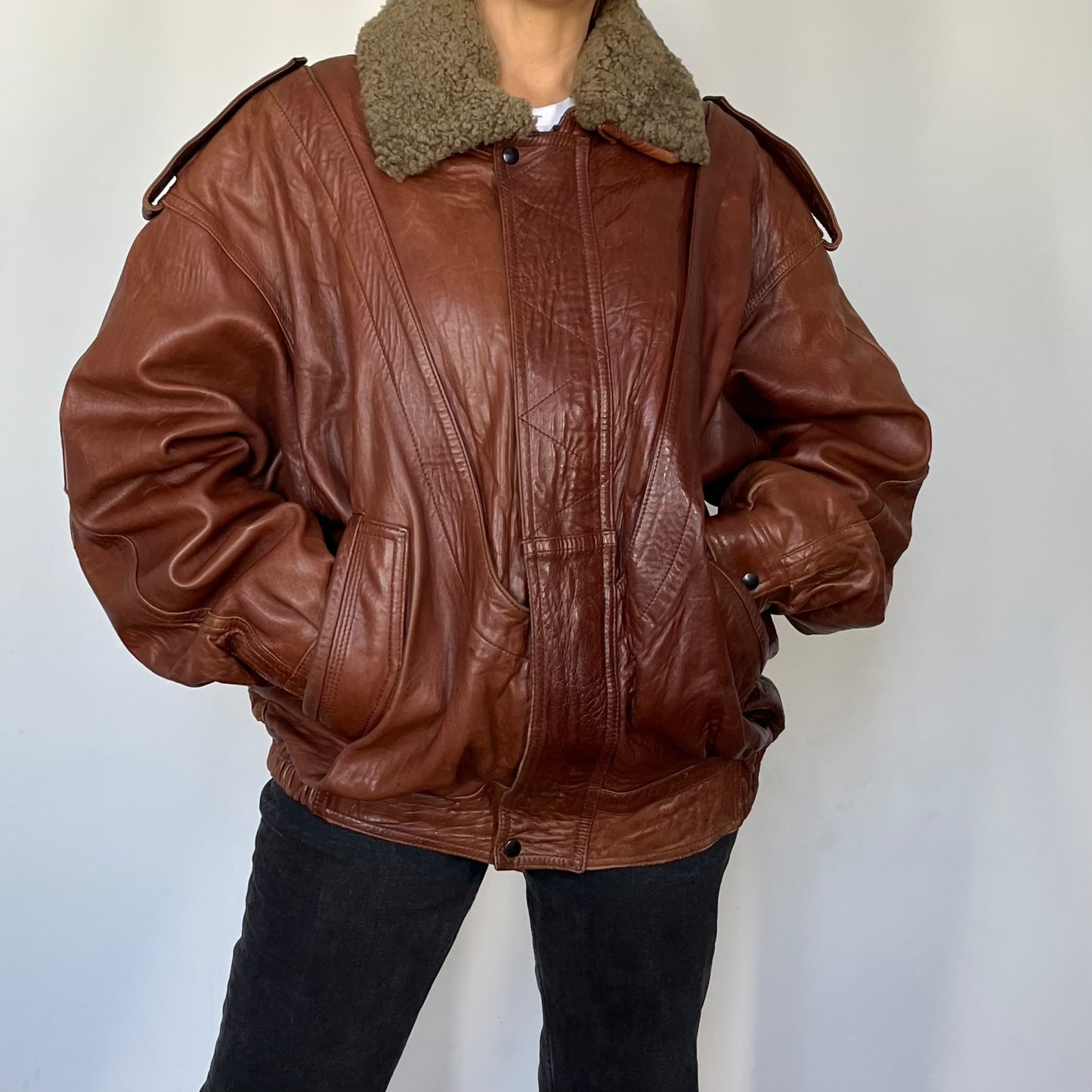Vintage Aviator Sherpa bomber Jacket