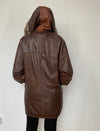 Leather parka with hood