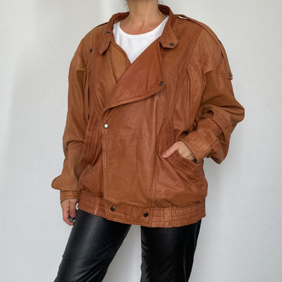 Brown Bomber leather jacket