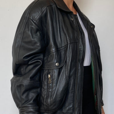 Black Bomber leather jacket