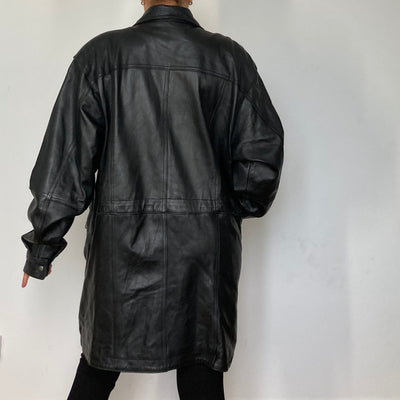 Parka leather jacket