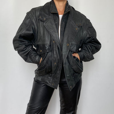 Bomber leather Vest-Jacket