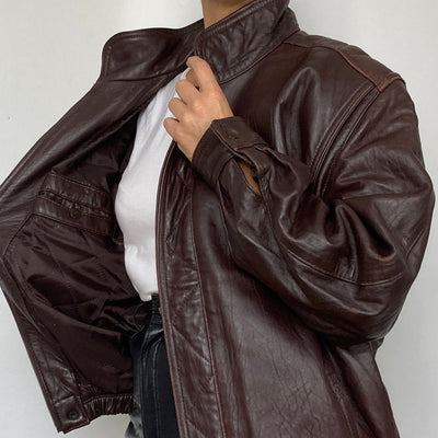 Dark Burgundy Bomber leather jacket