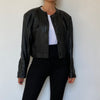 Crop leather jacket