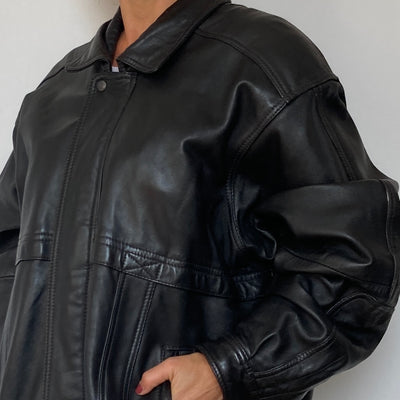 Black Bomber leather jacket