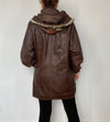 Leather parka with hood