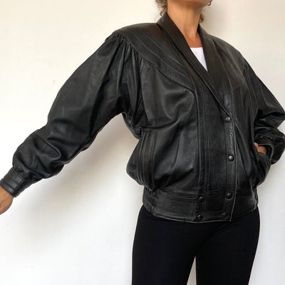 Black Bomber leather jacket