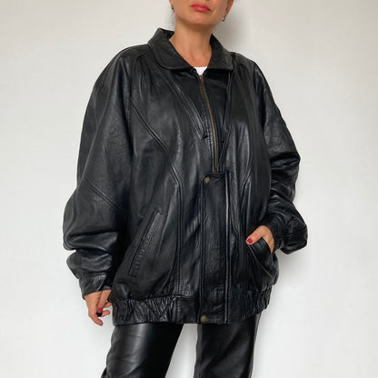 Black Bomber leather jacket