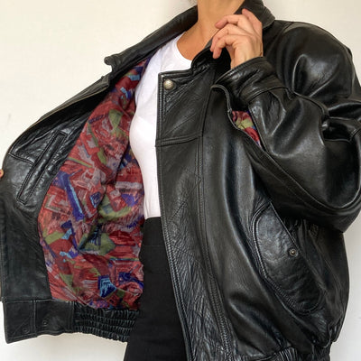 Black Bomber leather jacket