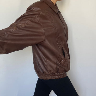 Brown Bomber leather jacket