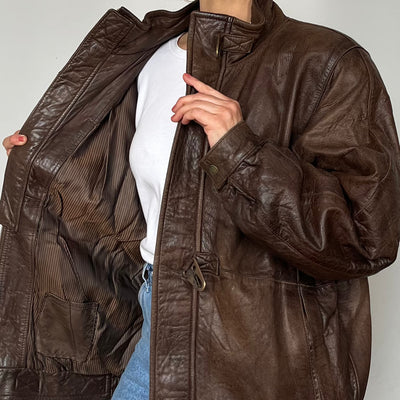 Vintage leather Bomber jacket