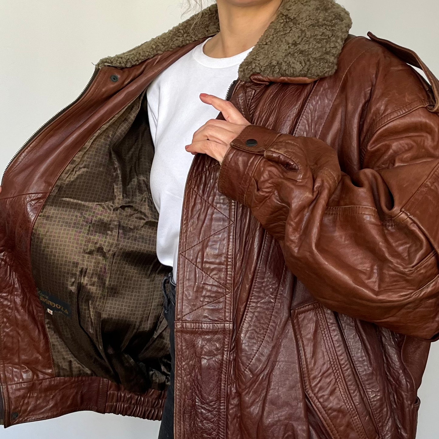 Vintage Aviator Sherpa bomber Jacket