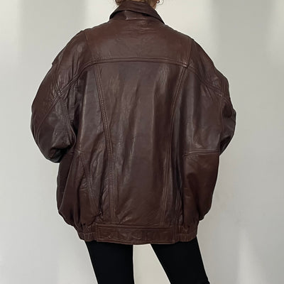 Brown Bomber leather jacket