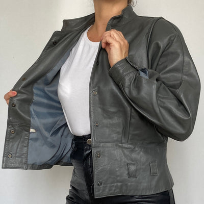 Gray leather jacket